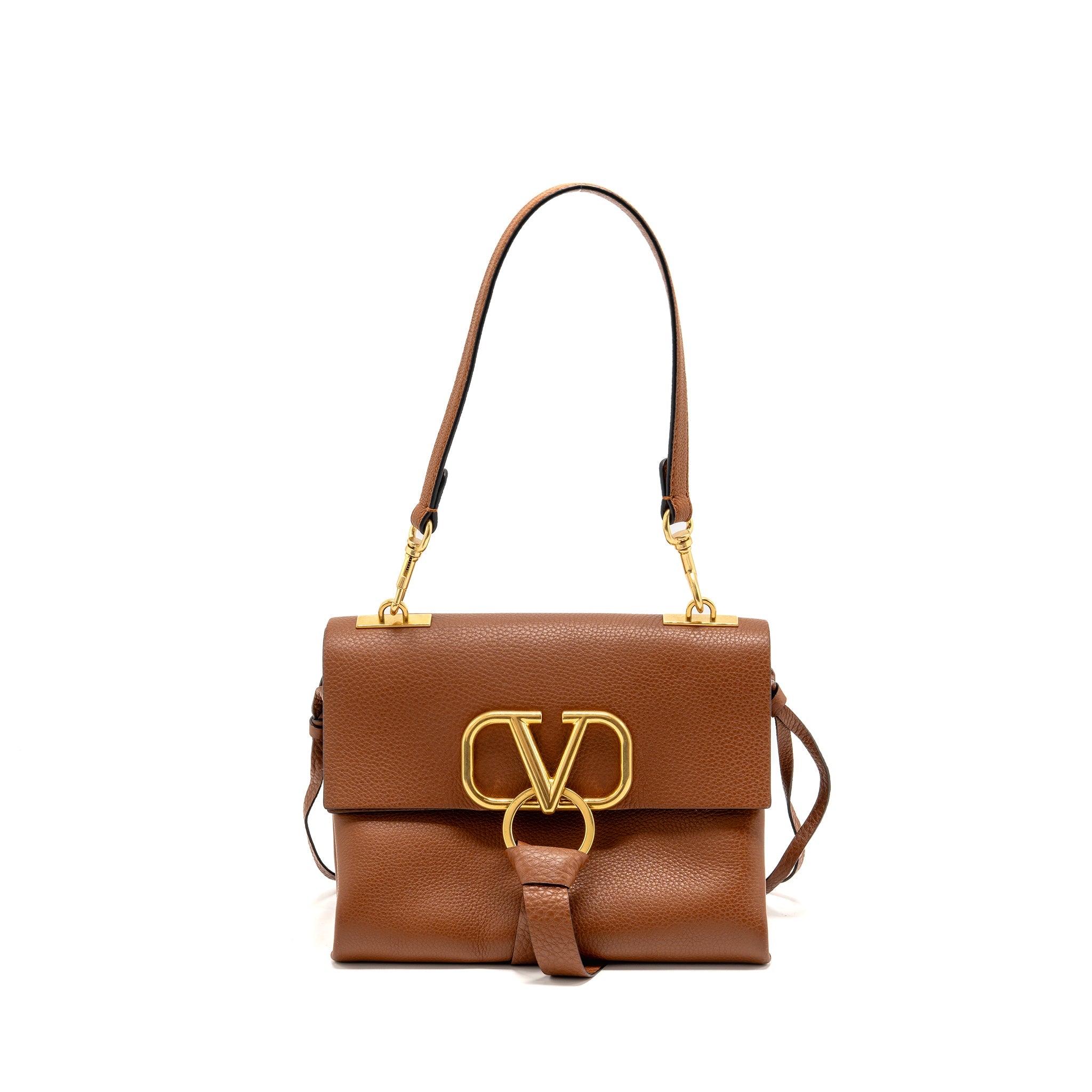 VALENTINO VRING SMALL SHOULDER BAG CALFSKIN BROWN GHW