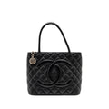 CHANEL MEDALLION TOTE BAG CAVIAR BLACK SHW