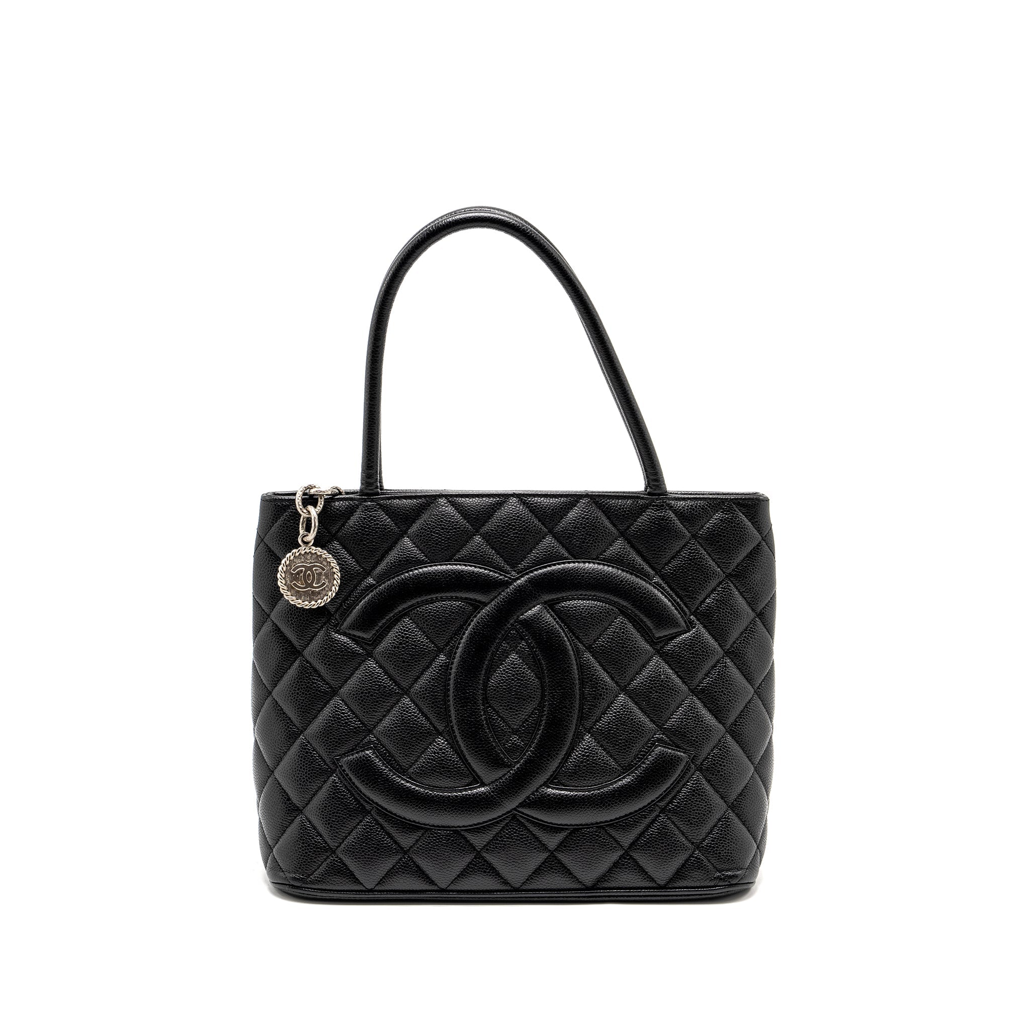 CHANEL MEDALLION TOTE BAG CAVIAR BLACK SHW