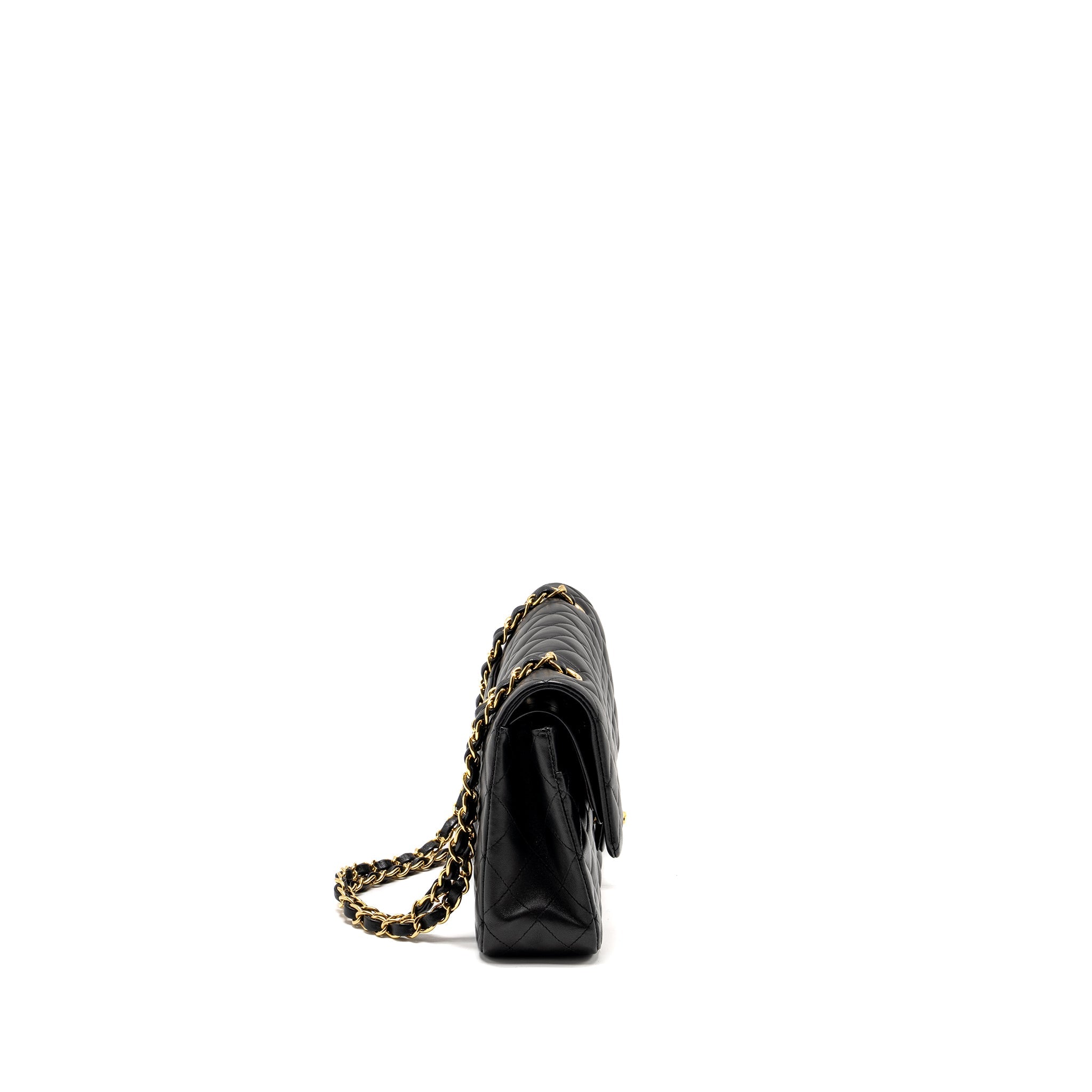 CHANEL MEDIUM CLASSIC DOUBLE  FLAP BAG LAMBSKIN BLACK GHW