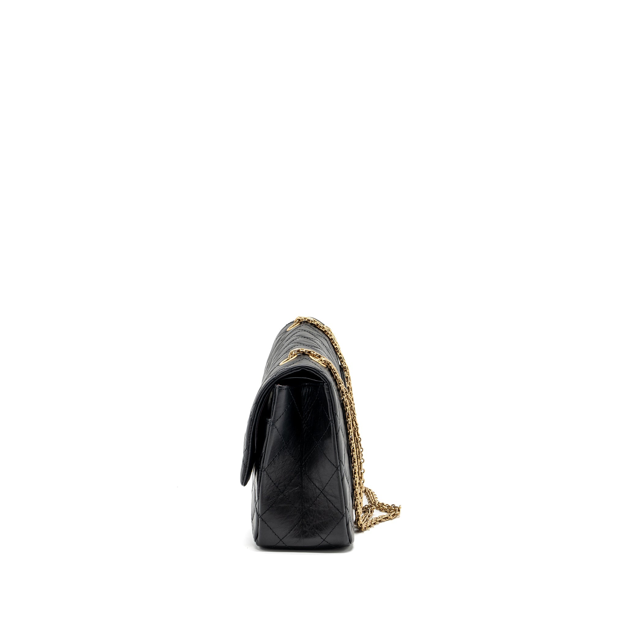 CHANEL MAXI 2.55 REISSUE FLAP BAG AGED CALFSKIN BLACK GHW