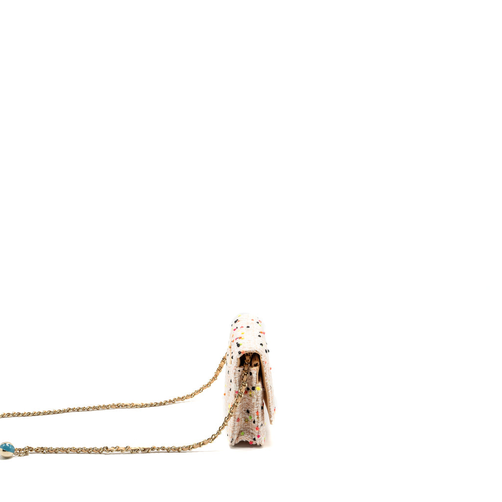 CHANEL 19S WALLET ON CHAIN/O MINI BAG TWEED MULTICOLOUR LGHW