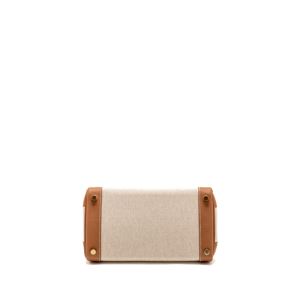 HERMES BIRKIN 25 TOILE H CANVAS / SWIFT LEATHER ECRU-BEIGE / GOLD GHW