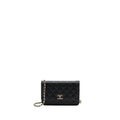 CHANEL 23K DETAILED CC LOGO WALLET ON CHAIN CAVIAR BLACK LGHW (MICROCHIP)