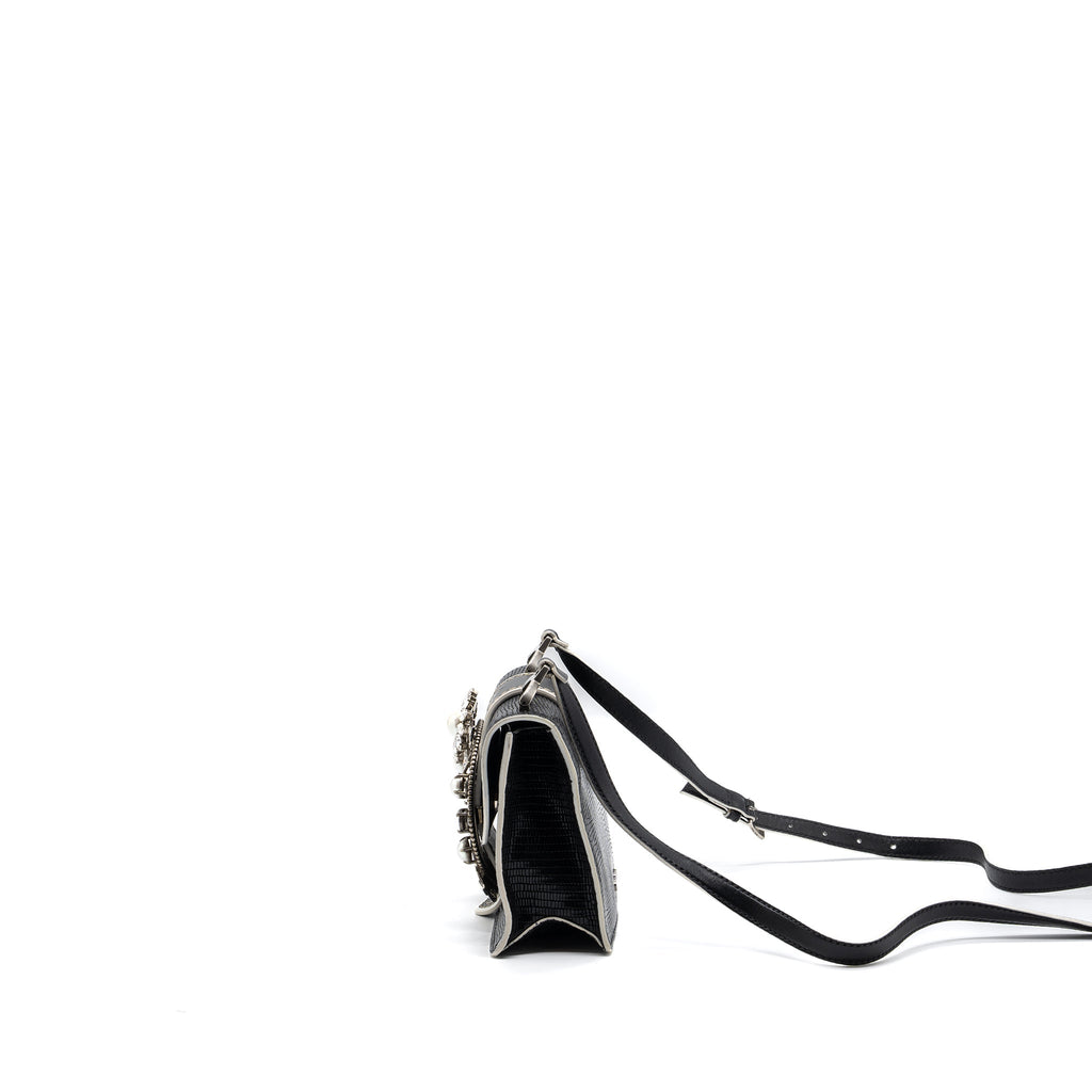 MIU MIU ST.LUCERTOLA EMBOSSED LEATHER BLACK SHW