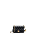 CHANEL PEARL CRUSH MINI RECTANGULAR FLAP BAG LAMBSKIN BLACK GHW (MICROCHIP)