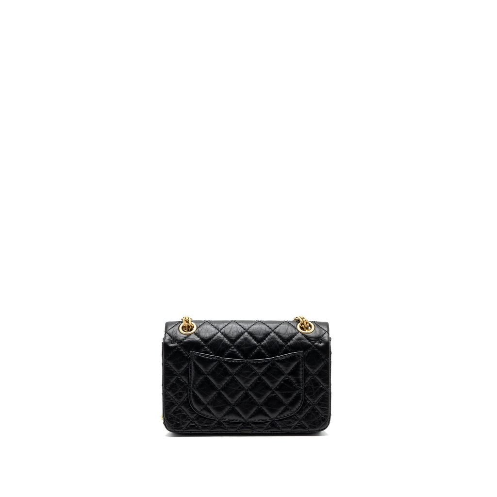 CHANEL MINI 2.55 REISSUE FLAP BAG AGED CALFSKIN BLACK GHW