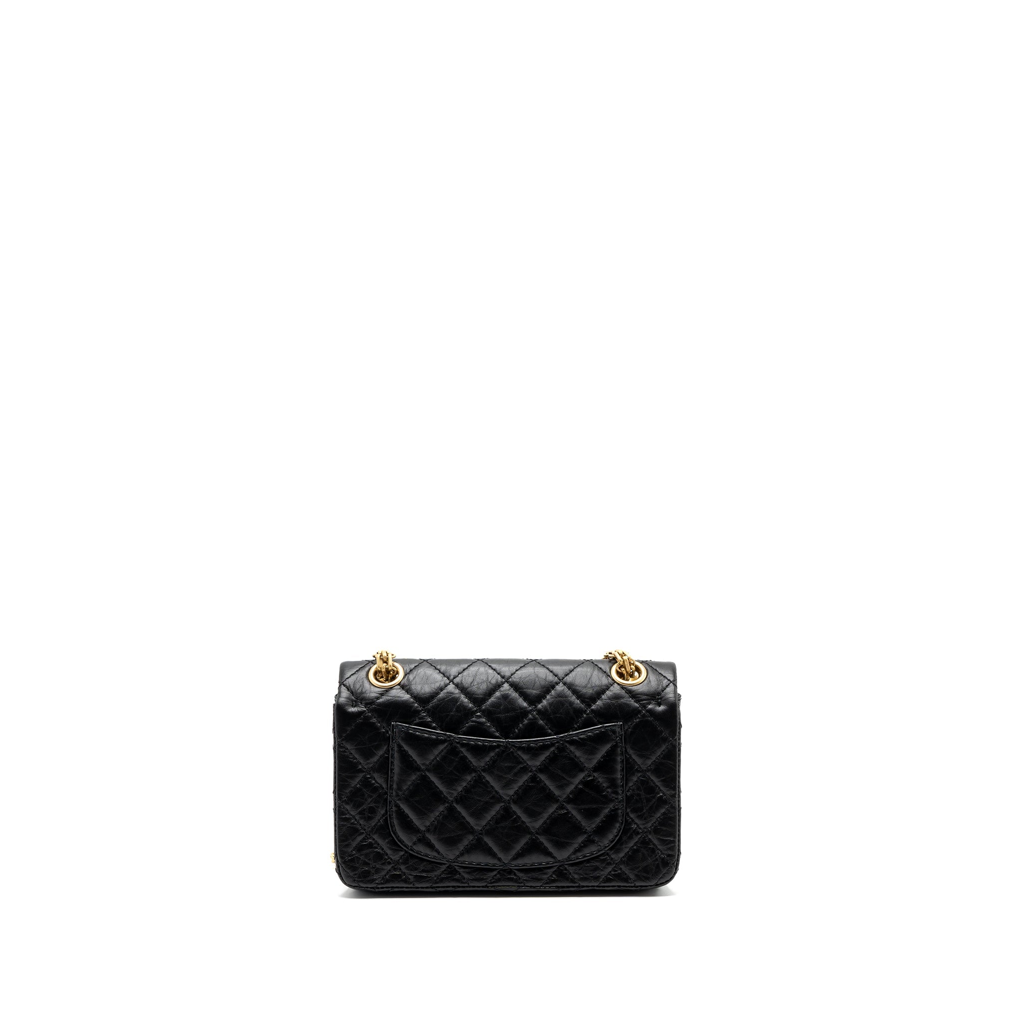 CHANEL MINI 2.55 REISSUE FLAP BAG AGED CALFSKIN BLACK GHW