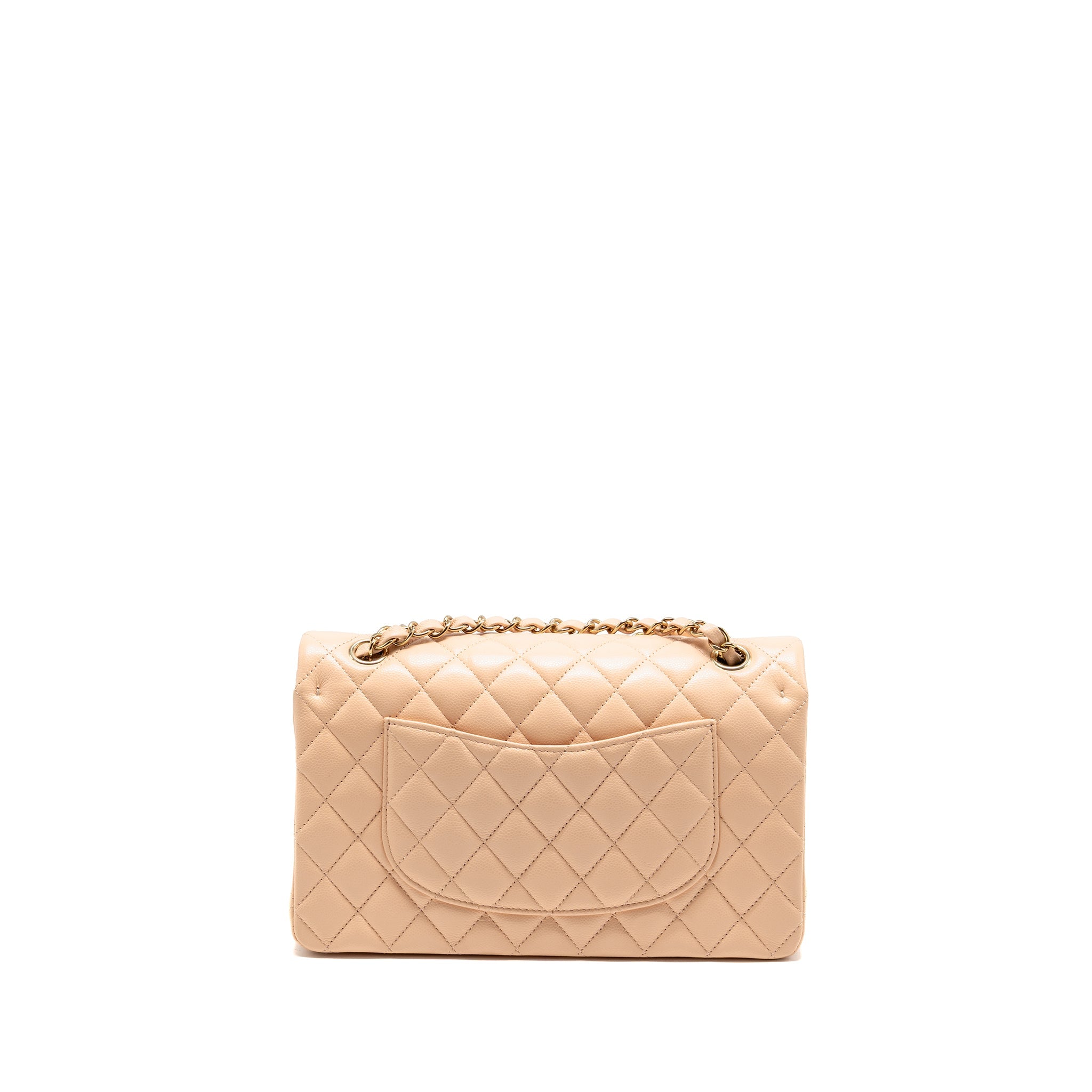 CHANEL MEDIUM CLASSIC DOUBLE FLAP BAG CAVIAR NN269 BEIGE LGHW (MICROCHIP)