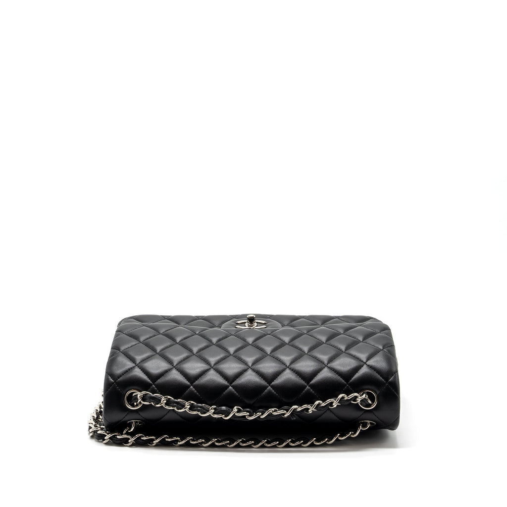 CHANEL JUMBO CLASSIC DOUBLE FLAP BAG LAMBSKIN BLACK SHW