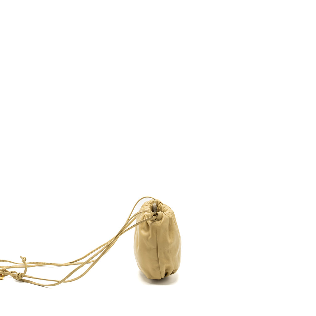 BOTTEGA VENETA MINI BULB BUCKET BAG LEATHER MUSTARD YELLOW GHW