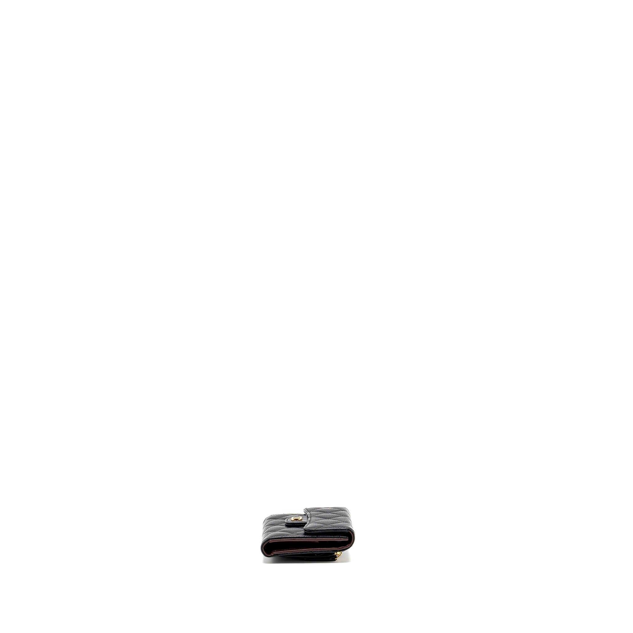 CHANEL CLASSIC COMPACT WALLET CAVIAR BLACK GHW