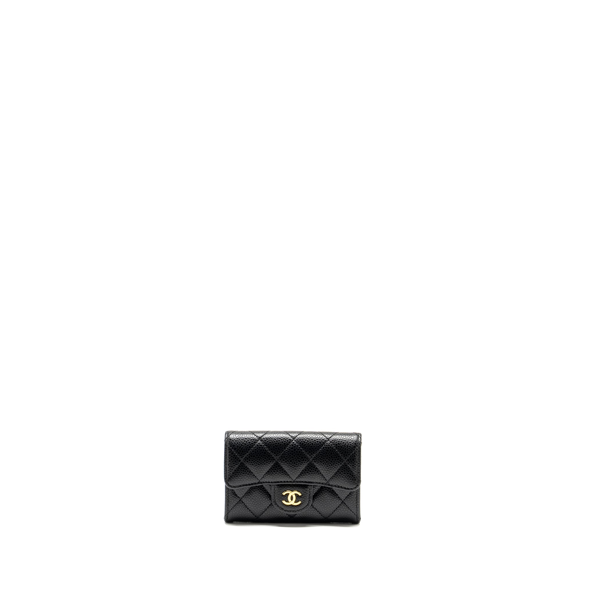 CHANEL CLASSIC FLAP CARD HOLDER CAVIAR BLACK GHW (MICROCHIP)
