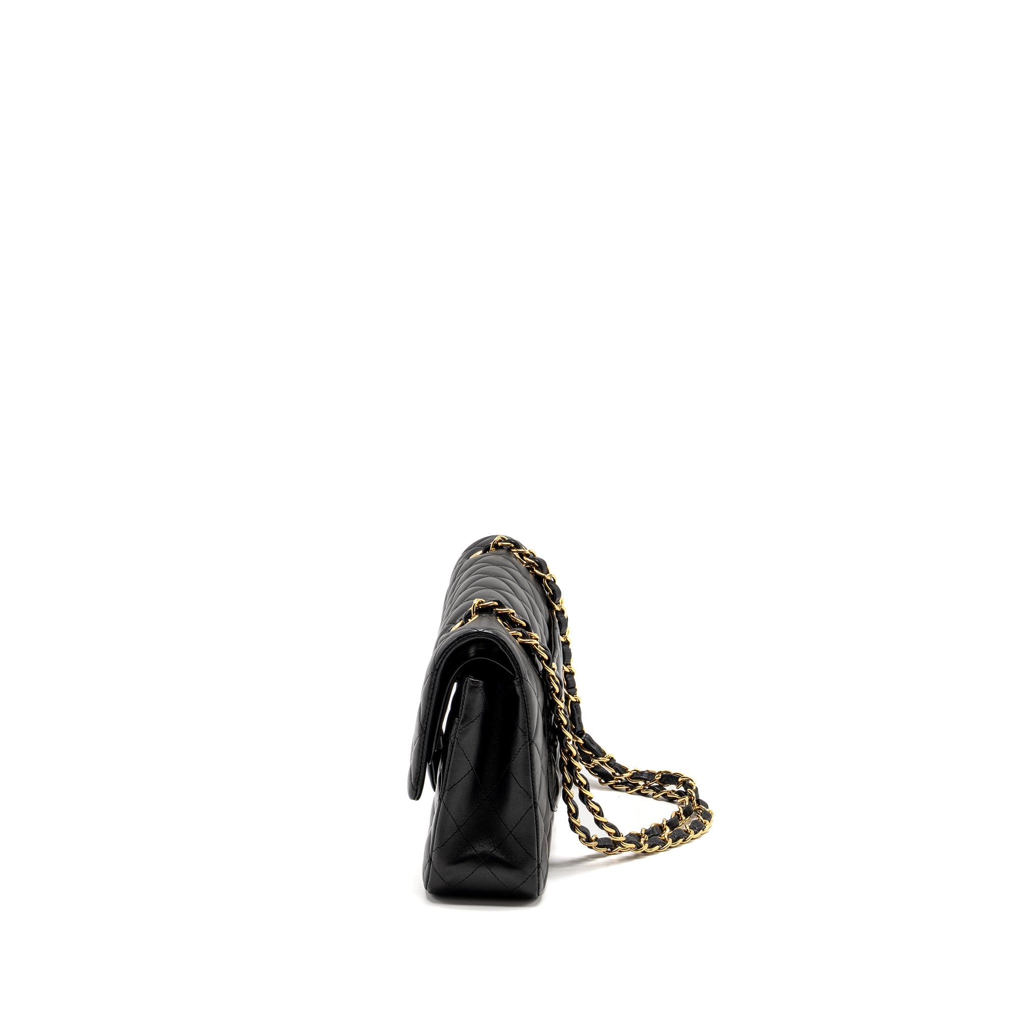 CHANEL MEDIUM CLASSIC DOUBLE  FLAP BAG LAMBSKIN BLACK GHW