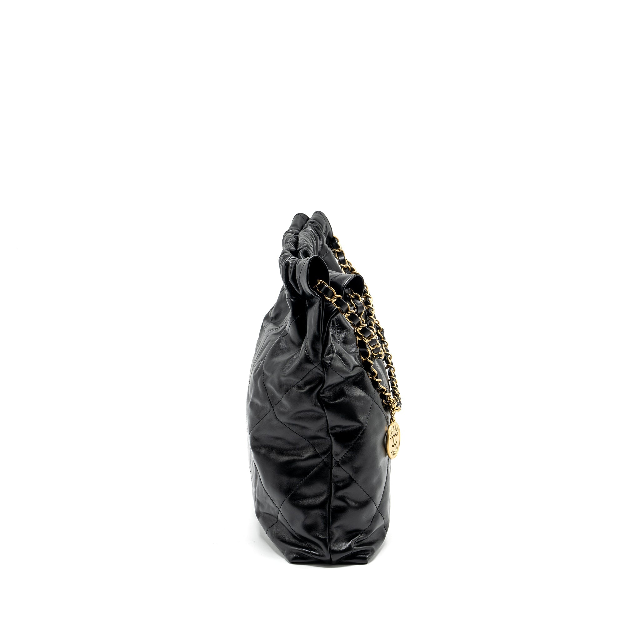 CHANEL MEDIUM 22 BAG SHINY CALFSKIN BLACK GHW