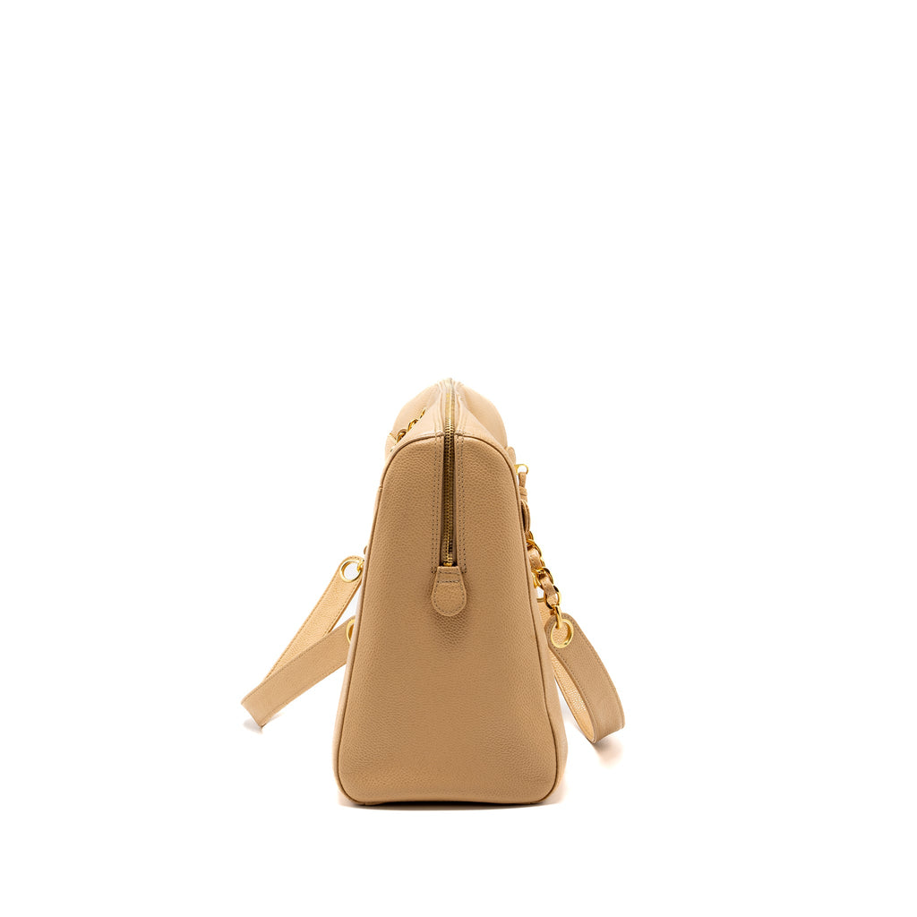 CHANEL VINTAGE TOTE BAG CAVIAR BEIGE GHW