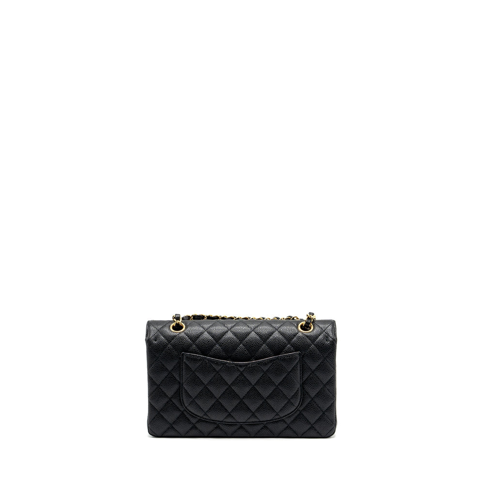 CHANEL MEDIUM CLASSIC DOUBLE FLAP BAG CAVIAR BLACK GHW (MICROCHIP)