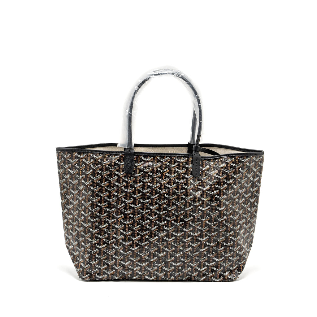GOYARD SAINT LOUIS PM TOTE BAG GOYARDLINE CANVAS BLACK SHW