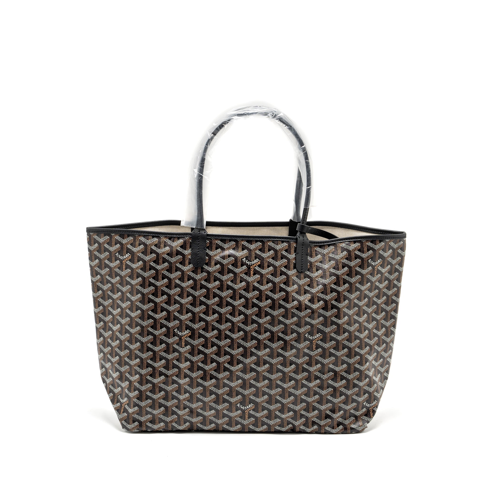 GOYARD SAINT LOUIS PM TOTE BAG GOYARDLINE CANVAS BLACK SHW