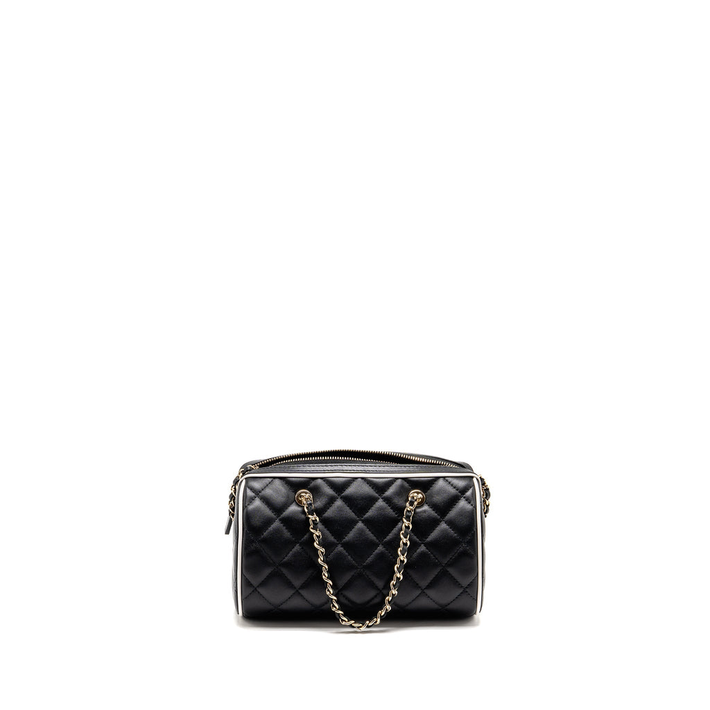 CHANEL 25P QUILTED BOWLING BAG LAMBSKIN BLACK LGHW (MICROCHIP)