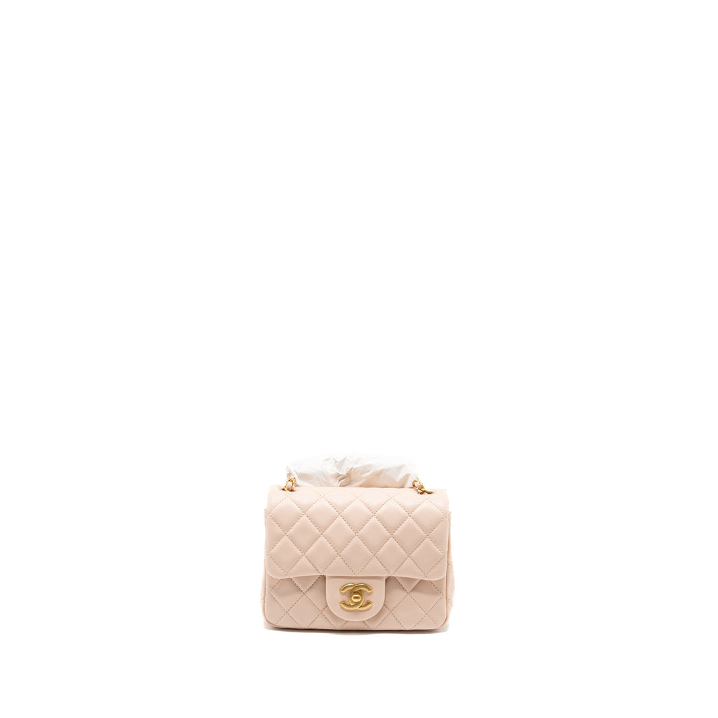 CHANEL 22C PEARL CRUSH MINI SQUARE FLAP BAG LAMBSKIN PINK GHW (MICROCHIP)