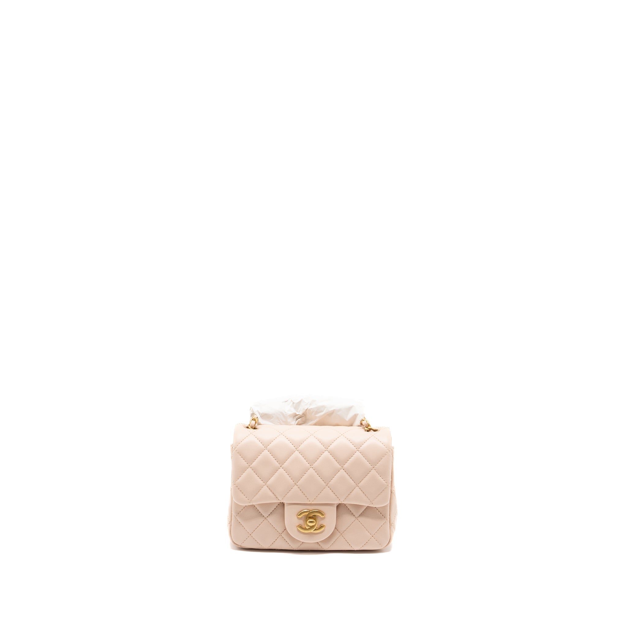 CHANEL 22C PEARL CRUSH MINI SQUARE FLAP BAG LAMBSKIN PINK GHW (MICROCHIP)