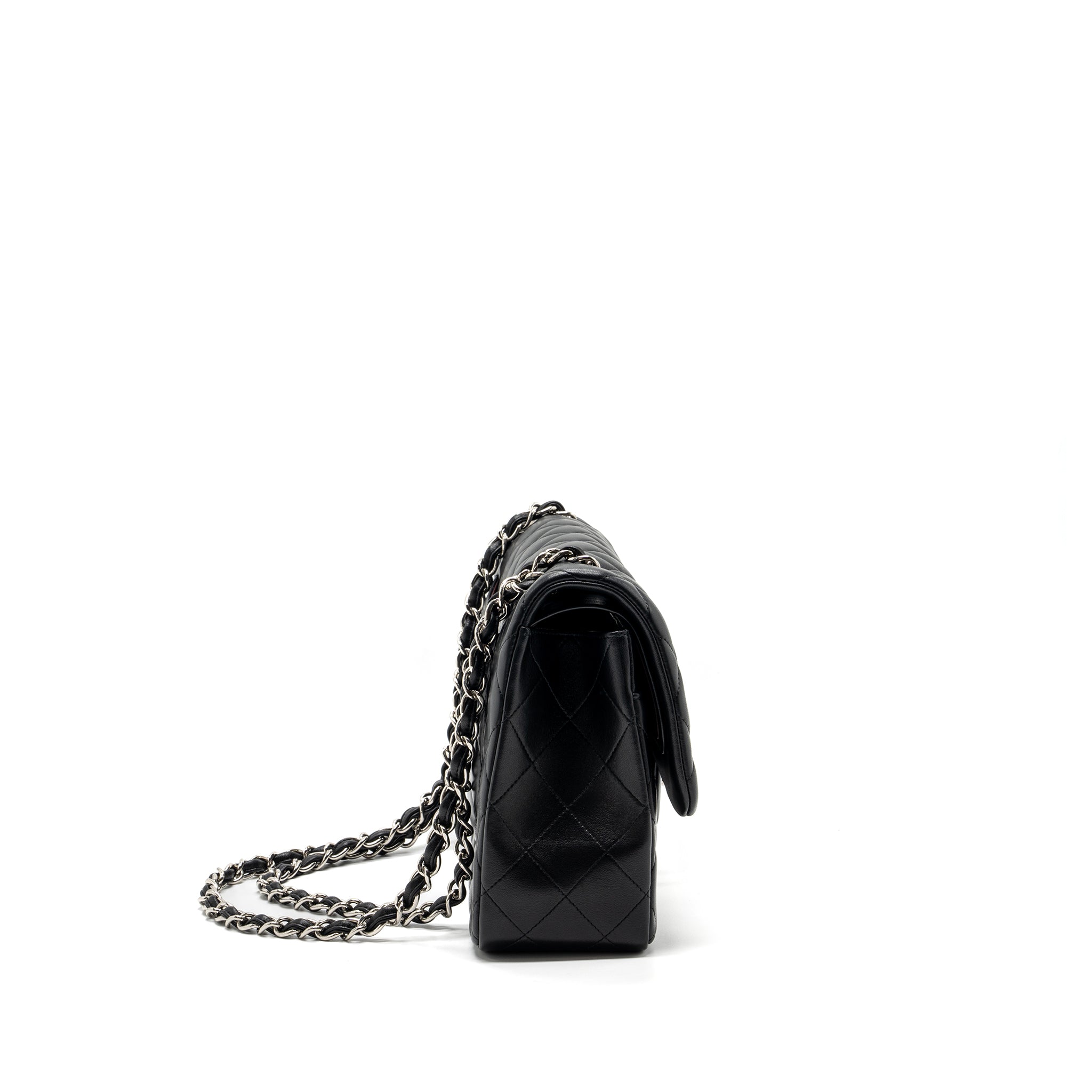 CHANEL JUMBO CLASSIC DOUBLE FLAP BAG LAMBSKIN BLACK SHW