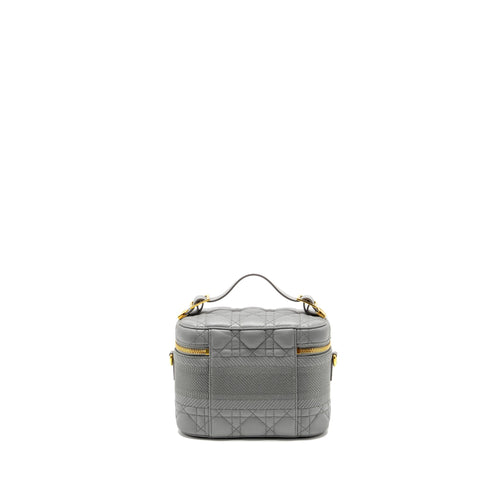 DIOR SMALL DIORTRAVEL VANITY CASE CANNAGE LAMBSKIN GREY GHW