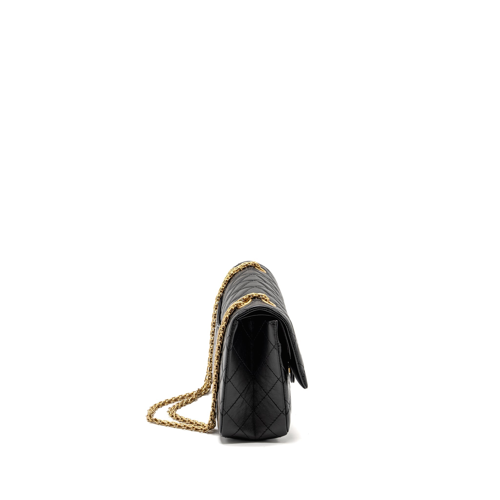 CHANEL LARGE 2.55 REISSUE FLAP BAG AGED CALFSKIN BLACK GHW