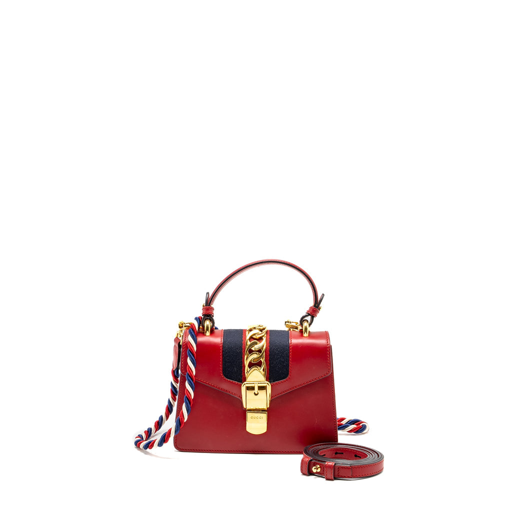 GUCCI TOP HANDLE MINI SYLVIE CALFSKIN RED GHW