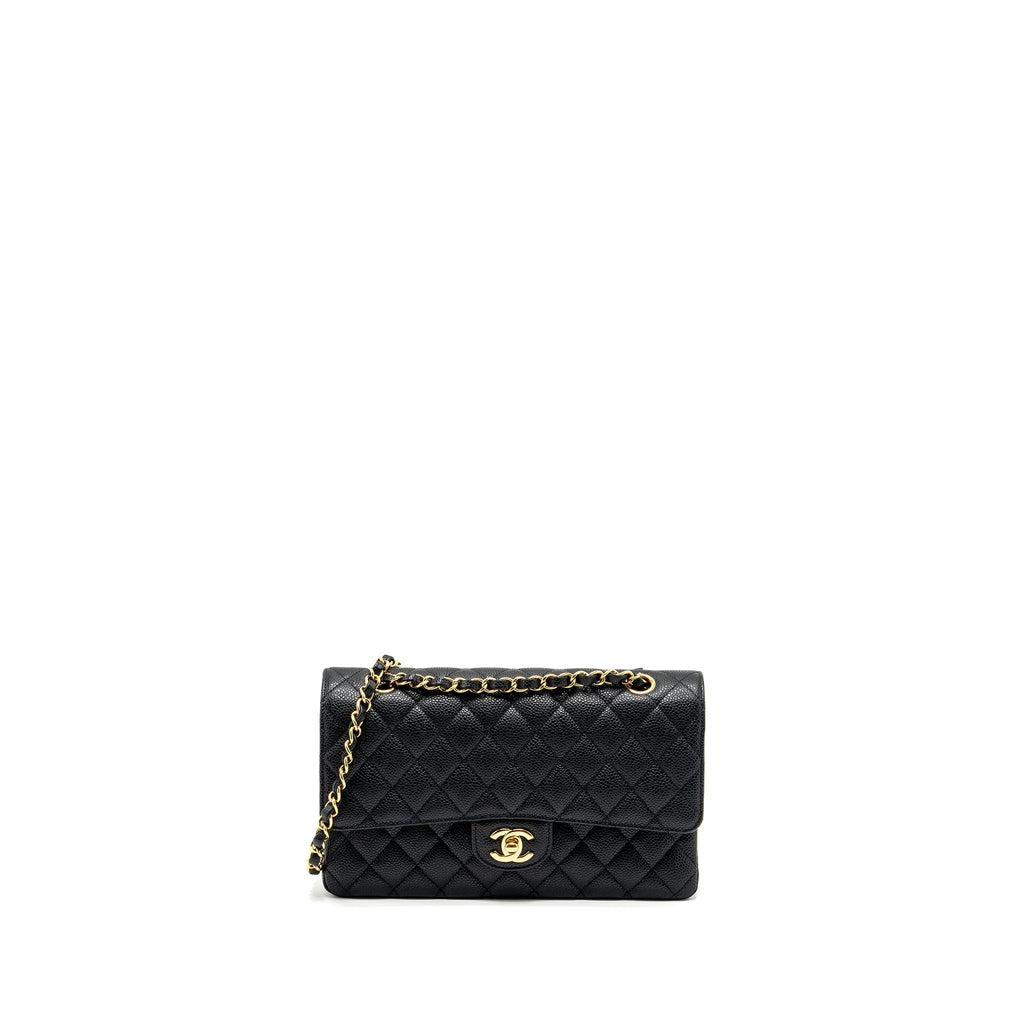 CHANEL MEDIUM CLASSIC DOUBLE FLAP BAG CAVIAR BLACK GHW (MICROCHIP)