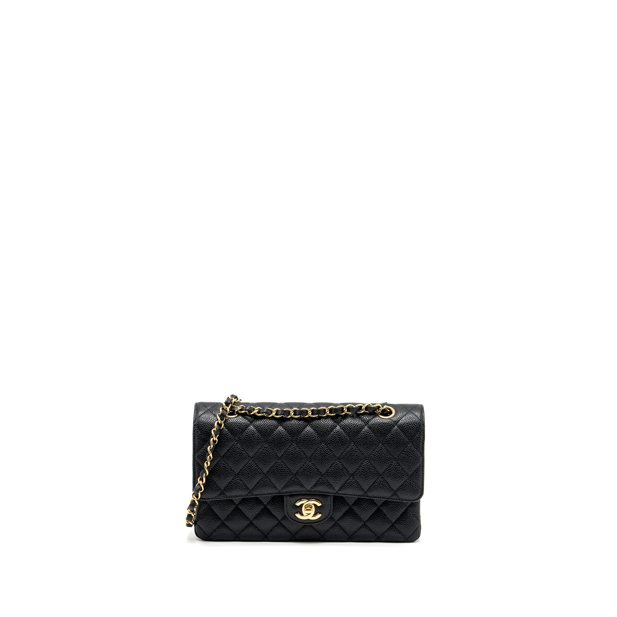 CHANEL MEDIUM CLASSIC DOUBLE FLAP BAG CAVIAR BLACK GHW (MICROCHIP)