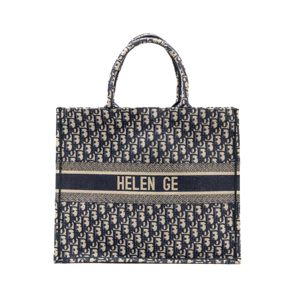 DIOR LARGE BOOK TOTE DIOR OBLIQUE CANVAS BLUE