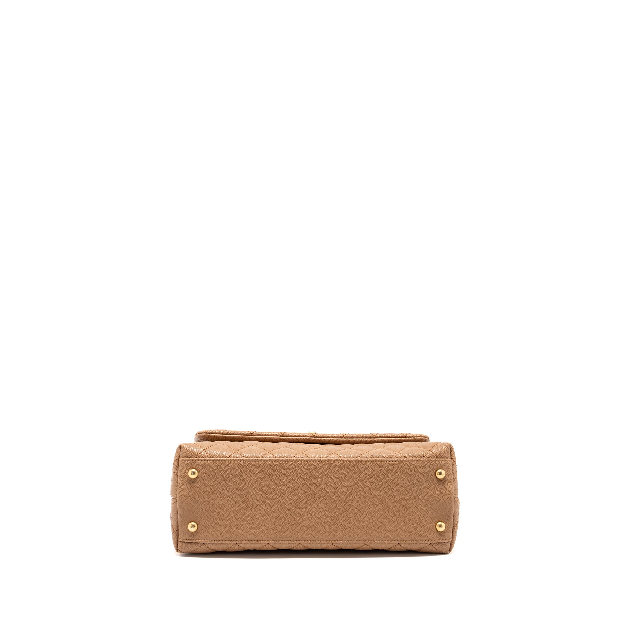CHANEL MEDIUM COCO HANDLE WITH LIZARD HANDLE CAVIAR DARK BEIGE GHW