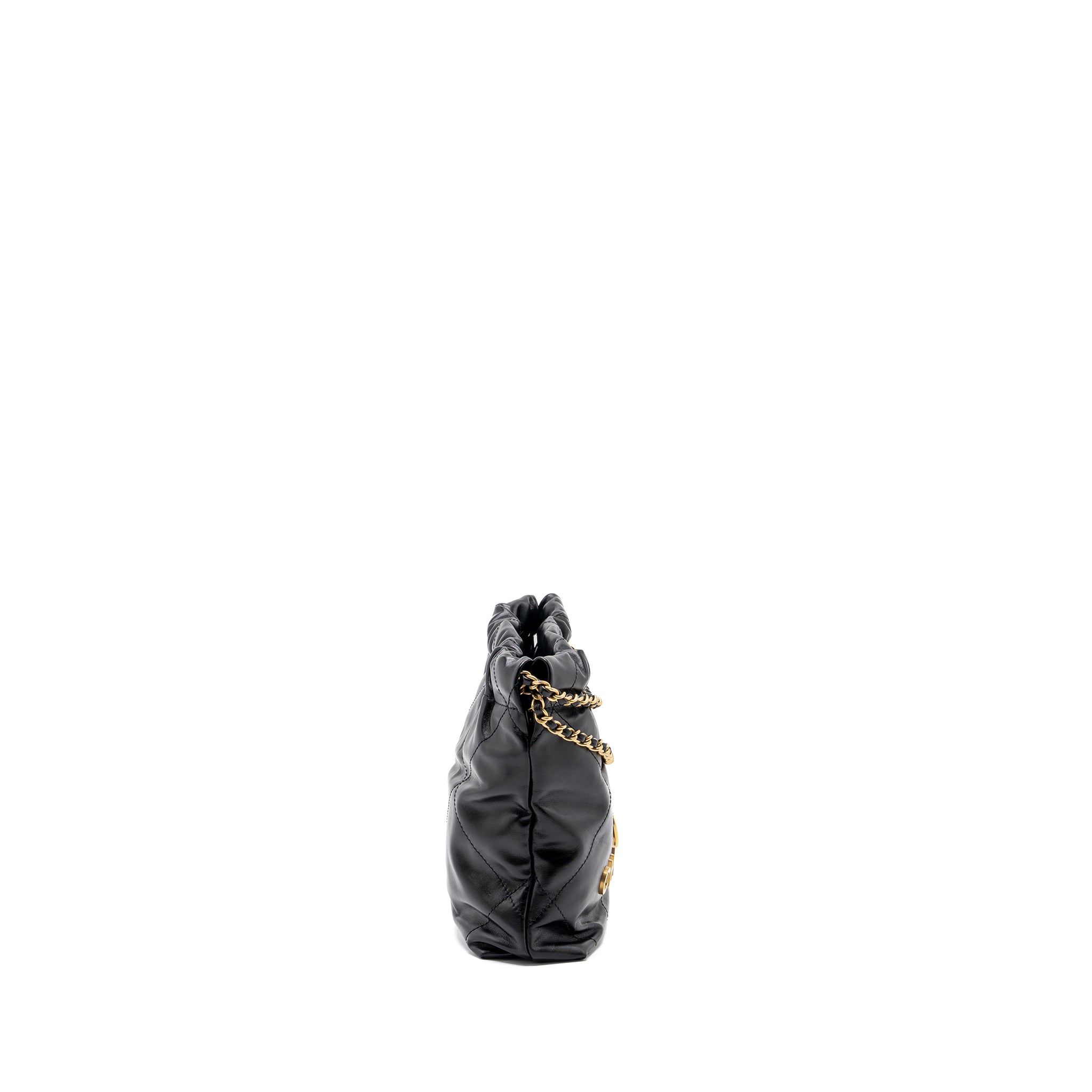 CHANEL MINI 22 BAG SHINY CALFSKIN BLACK GHW(MICROCHIP)