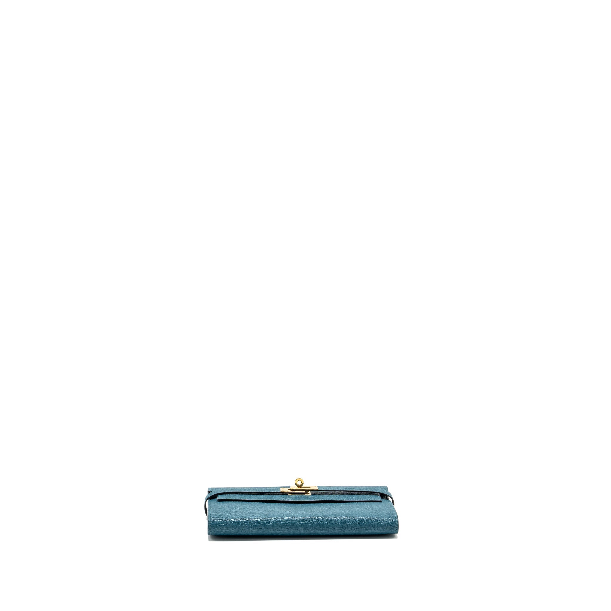HERMES KELLY LONG WALLET CHÈVRE MYSORE VERT CYPRES GHW