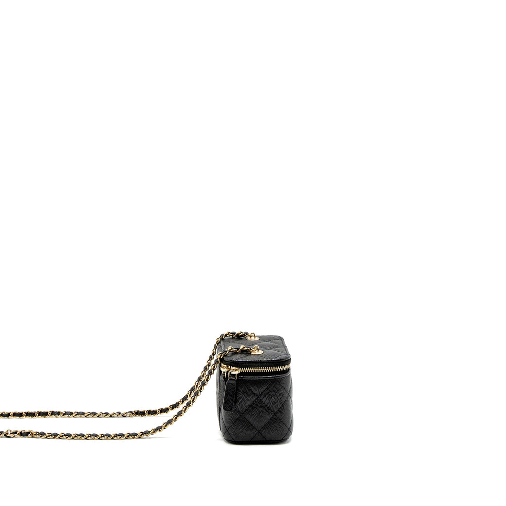 CHANEL MINI VANITY WITH CHAIN CAVIAR BLACK LGHW (MICROCHIP)