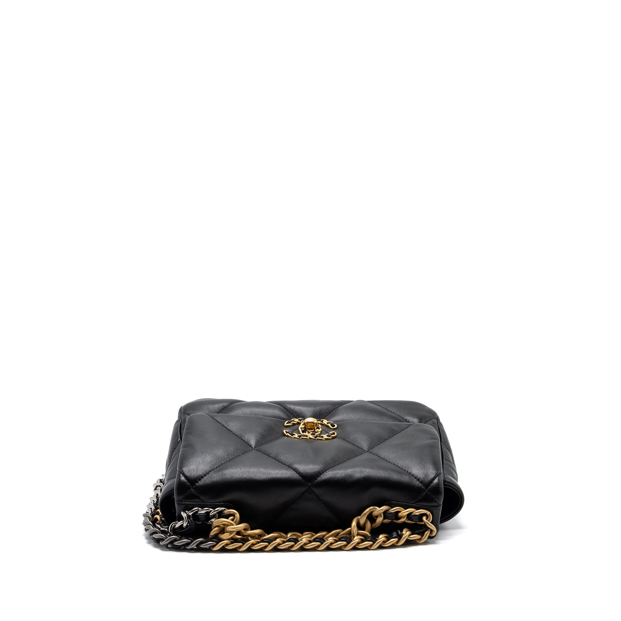 CHANEL SMALL 19 BAG LAMBSKIN BLACK MULTICOLOR HARDWARE (MICROCHIP)