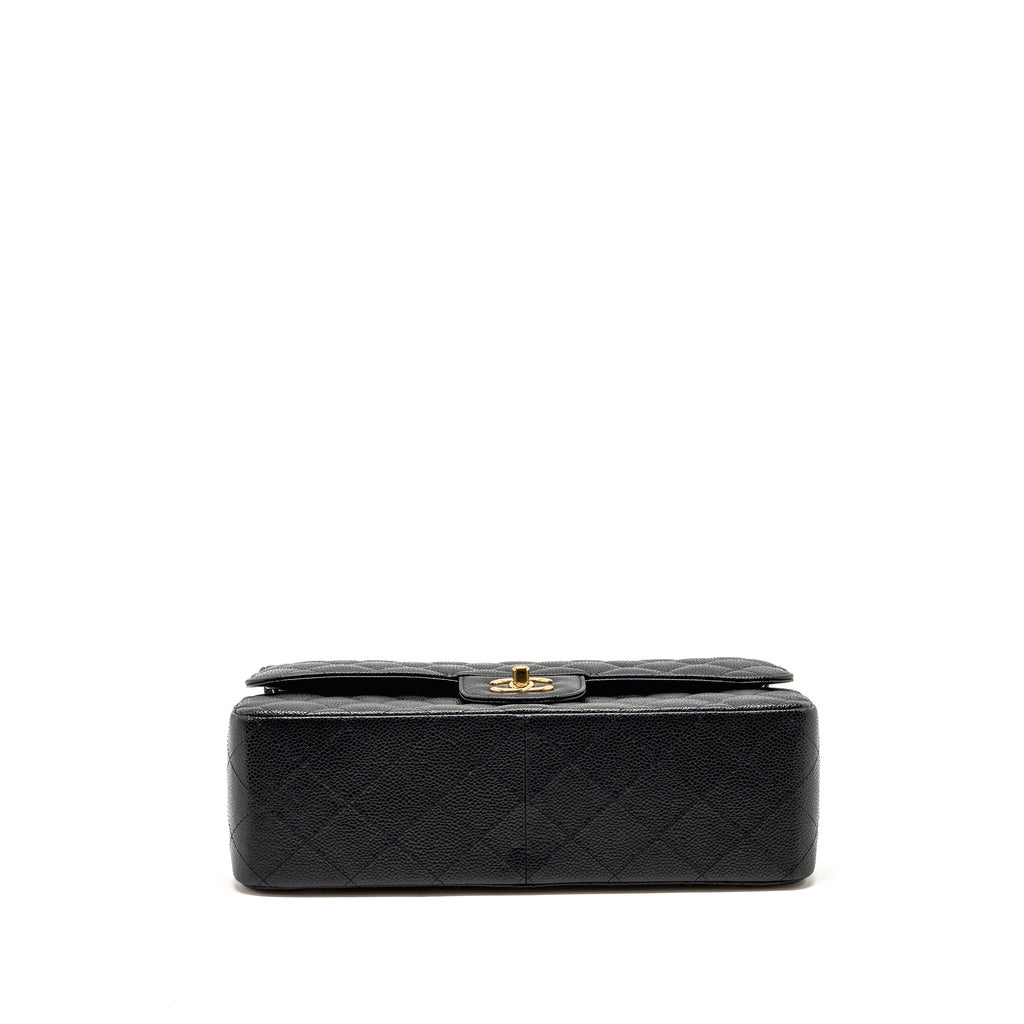 CHANEL JUMBO CLASSIC DOUBLE FLAP BAG CAVIAR BLACK GHW (MICROCHIP)