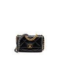 CHANEL SMALL 19 BAG LAMBSKIN BLACK GHW (MICROCHIP)
