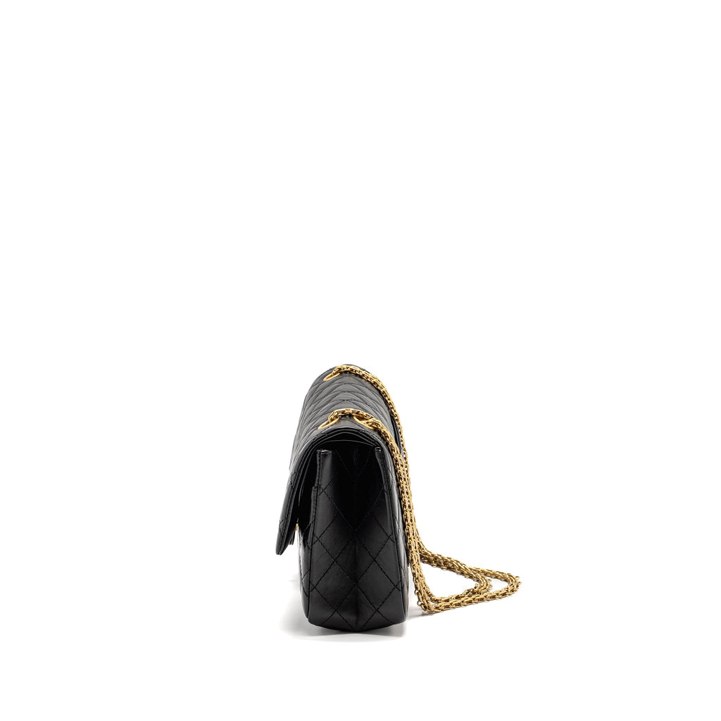 CHANEL LARGE 2.55 REISSUE FLAP BAG AGED CALFSKIN BLACK GHW