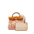 HERMES HERBAG ZIP 31 PEGASE POP CANVAS/HUNTER CAPUCINE/ECRU-BEIGE/NATURE SHW