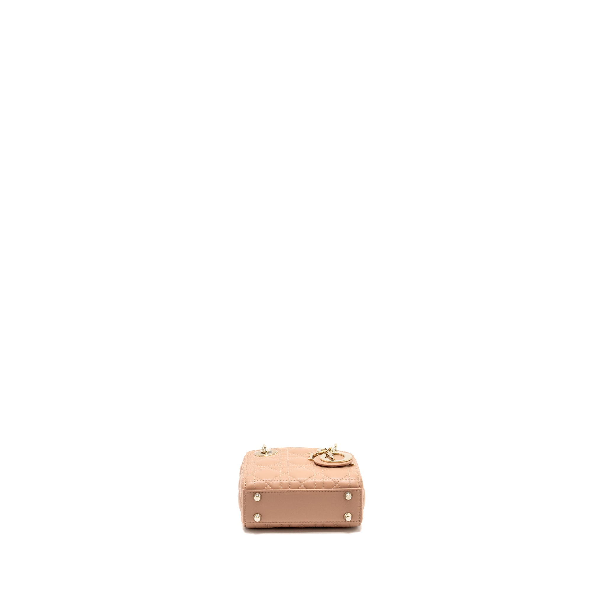 DIOR LADY DIOR MICRO BAG CANNAGE LAMBSKIN ROSE DES VENTS LGHW