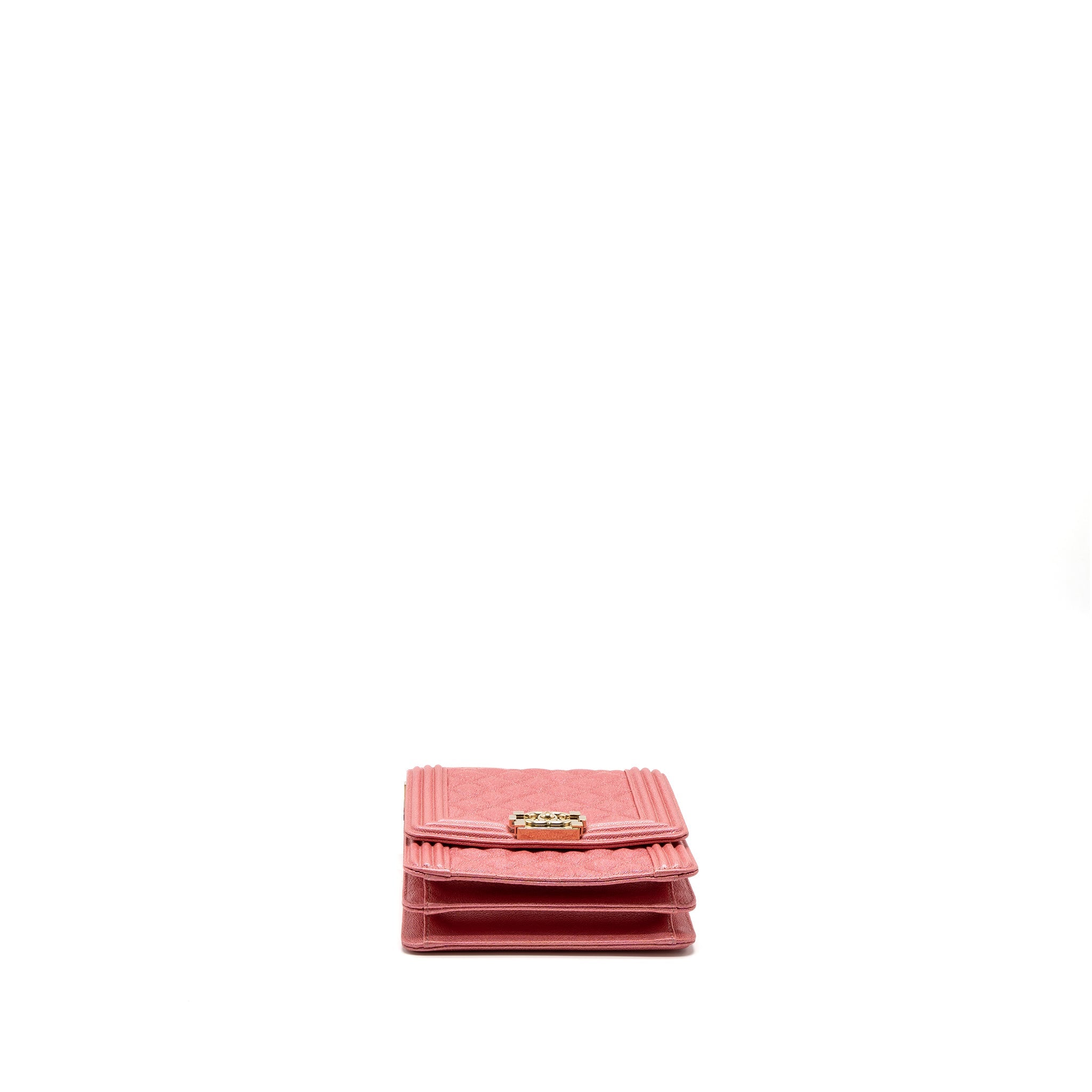 CHANEL VERTICAL BOY BAG METALLIC GRAINED CALFSKIN PINK LGHW