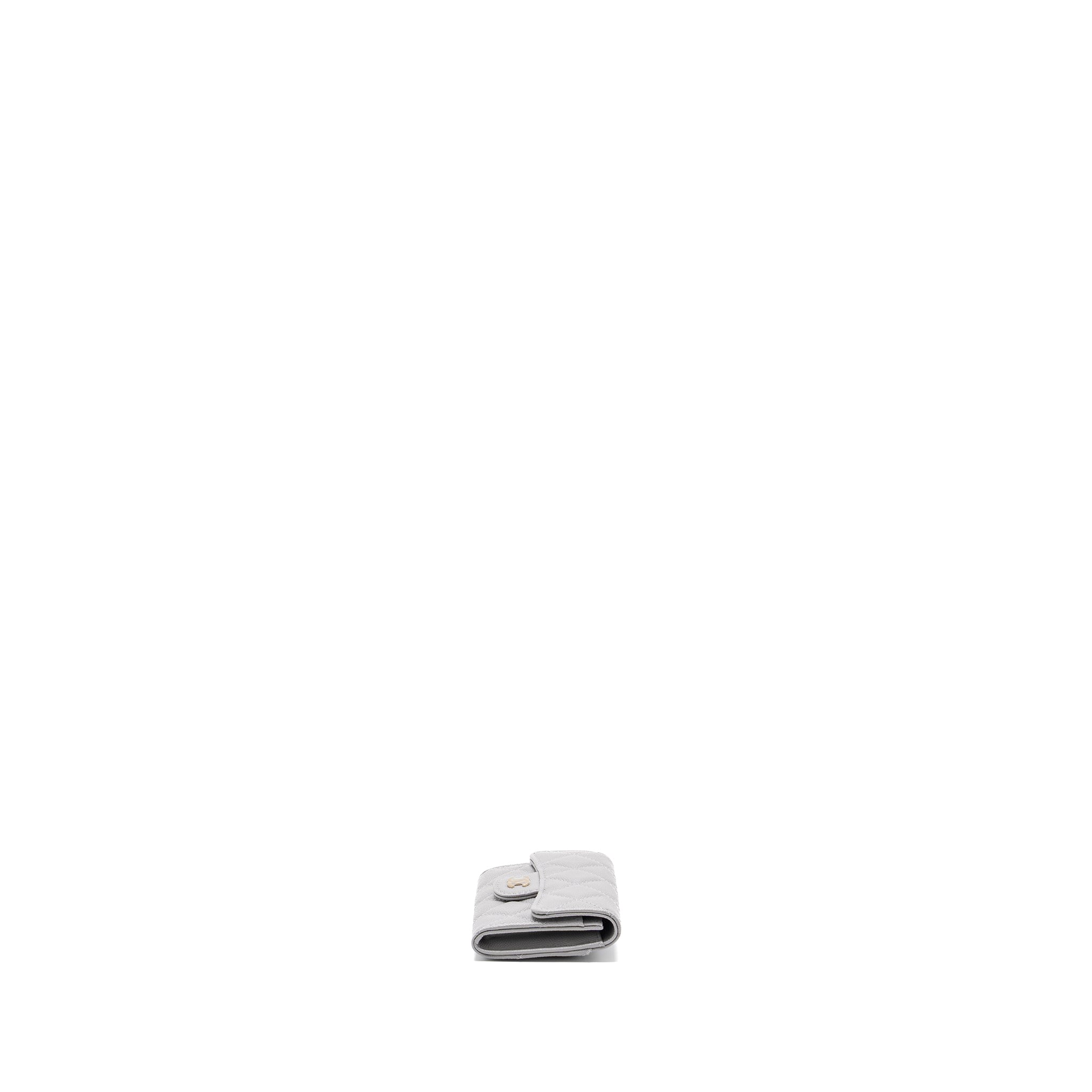 CHANEL CLASSIC FLAP CARD HOLDER CAVIAR LIGHT GREY LGHW