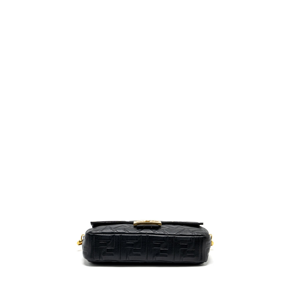 FENDI BAGUETTE BAG WITH FF MOTIF NAPPA BLACK GHW