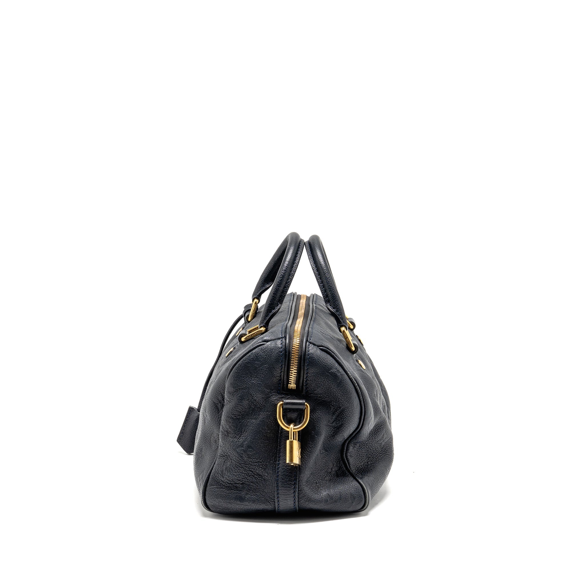 LOUIS VUITTON SPEEDY BANDOULIERE 25 MONOGRAM EMPREINTE LEATHER NAVY GHW