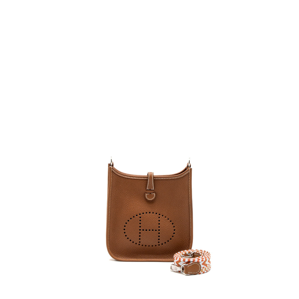 HERMES MINI EVELYNE CLEMENCE GOLD/CORNALINE-BLANC SHW