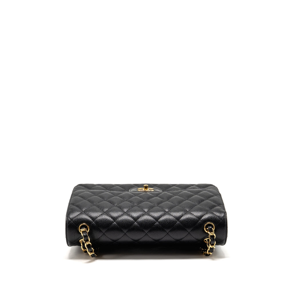CHANEL JUMBO CLASSIC DOUBLE FLAP BAG CAVIAR BLACK GHW (MICROCHIP)
