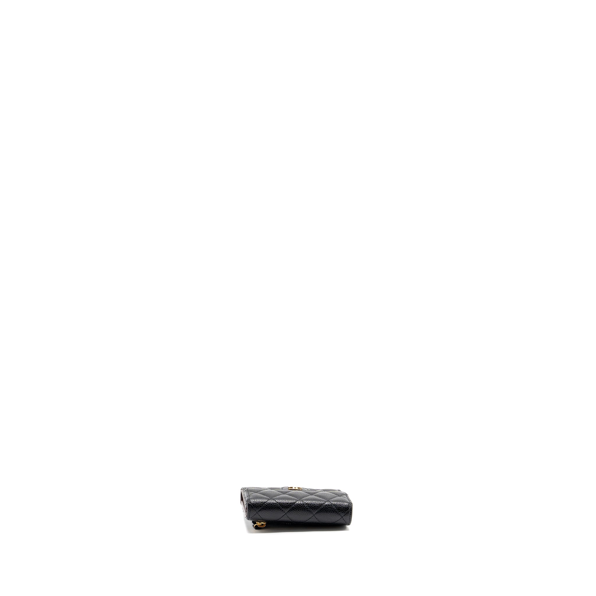 CHANEL CLASSIC COMPACT WALLET CAVIAR BLACK GHW
